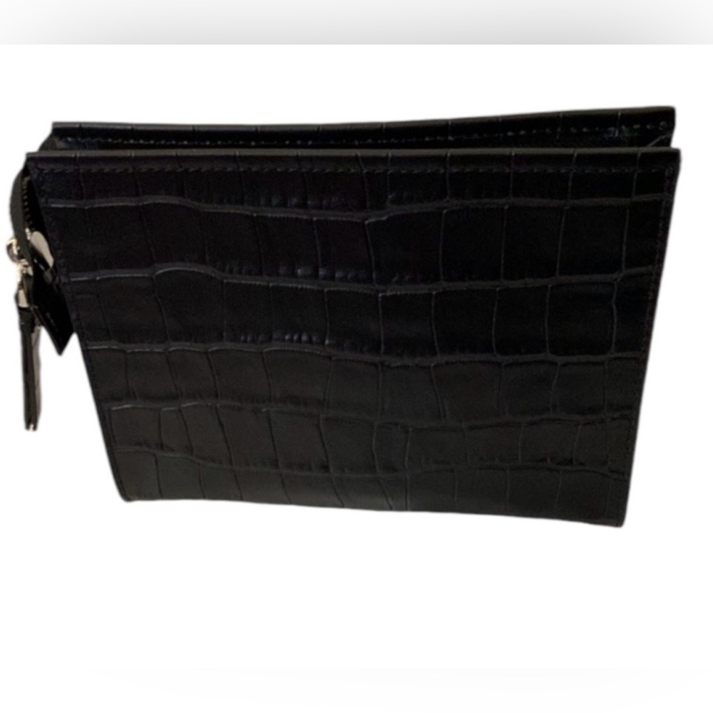 Marc Jacobs Grind Croc-Embossed Leather Cosmetics Bag Black - Picture 4 of 5